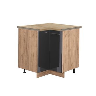 Vicco Armario De Esquina Fame-line, Antracita Alto Brillo, 80.5 Cm, Et Roble