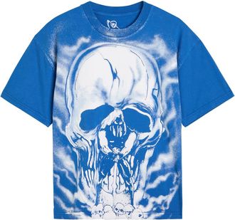 Warren Lotas Skull Executioner Puff Print Cotton T-shirt - Blue - M