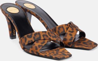 Saint Laurent Mules Jill 75 in raso con stampa