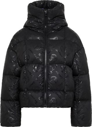 Carlo Colucci Gewatteerde Oversized Jas met Unieke Badge - Dames - Winterjassen - Zwart - S - Polyester - Jassen