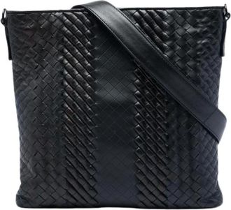 Bottega Veneta Pre-owned Woven Crossbody Bag - Dames - Vintage Schoudertas - Zwart - ONE Size - Leer - Vintage