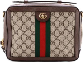 Gucci Ophidia Zip Around Camera Bag GG Coated Canvas Small shoulder bag - Bruin