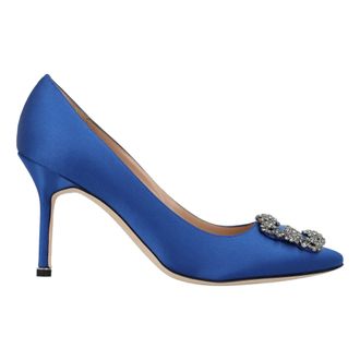 Manolo Blahnik Womens Hangisi 090 Pumps Blue Viscose - Size EU/IT 38