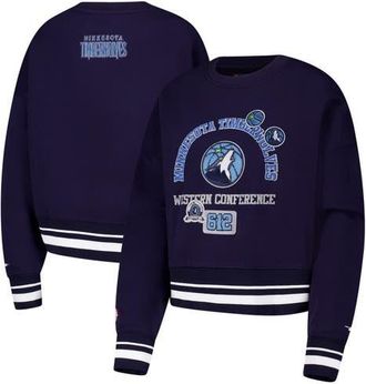 Pro Standard Womens Pro Standard Navy Minnesota Timberwolves Area Code Cropped Pullover Sweatshirt at Nordstrom, Size Medium