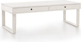 HOGAR 24 Mesa de centro de madera maciza natural, color blanco