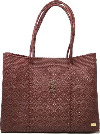 Lola's Bag Womens Travel Woven Tote Bag With Clutch In Burgundy
