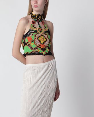 Etro Top cropped con motivo floreale effetto crochet
