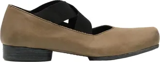 Uma Wang Crossover Strap Calf Leather Flat - Green