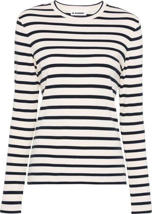 Jil Sander long-sleeve striped T-shirt - women - Cotton - S - White