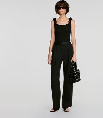 Sandro Knit bodysuit with beaded flowers
