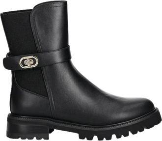 Twinset Zwarte platte schoenen Slip-On stijl - Dames - Enkellaarsjes - Zwart - 40 EU - Leer - Schoenen