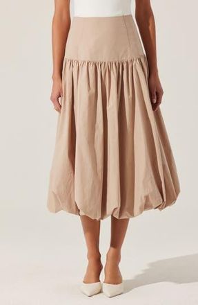 ASTR the Label Laryn Bubble Hem Cotton Midi Skirt in Tan at Nordstrom Rack, Size X-Small
