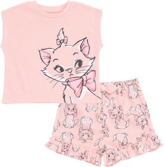 Disney Waffle T-Shirt & Shorts Set in Marie Pink Pink at Nordstrom, Size 3-6M