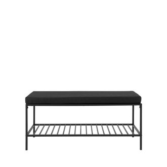 House Nordic Banco de tela y metal con estante L100cm - Negro