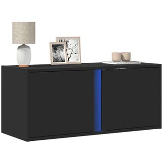 vidaXL Vidaxl - Mobile tv a Parete con Luci led Nero 80x31x35 cm