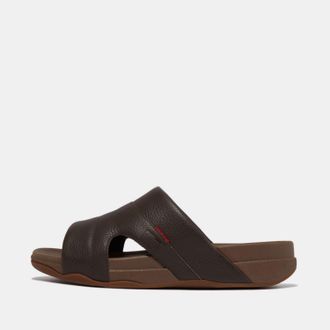 FitFlop Womens Fit Flop Freeway Leather Pool Sliders in Brown