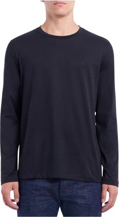 Dondup Lange mouwen katoenen jersey T-shirt met D-logo - Heren - Longsleeves - Zwart - XL - Katoen - Tops