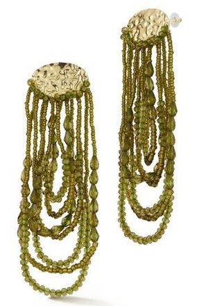 Sphera Milano Beaded Fringe Drop Earrings in Gold/green at Nordstrom Rack