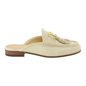 Valentino Garavani VLogo Suede Mules - Dames - Slip ons - Beige - 36 EU - Leer - Schoenen