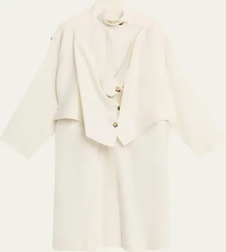 Michael Kors Linen Draped Oversized Wind Coat