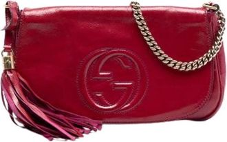 Gucci Pre-owned Cross Body Bags, female, Pink, Size: ONE SIZE Pre-owned Patent Leather Crossbody Bag