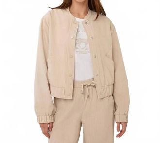 Esqualo Pinstripes Bomber Jacket In Light Sand