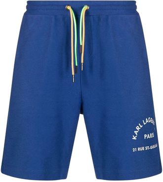 Karl Lagerfeld Athleisure logo-print shorts - men - Cotton - L - Blue
