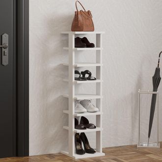 Dmora Zapatero Soddi, Mueble Para 8 Pares, 8 Estantes, 7 Espacios, 30x30x110h Cm Blanco