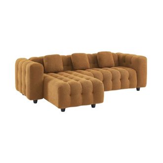 Sweeek Sof&aacute; de borreguito texturizado esquinero reversible, 4 plazas, mostaza