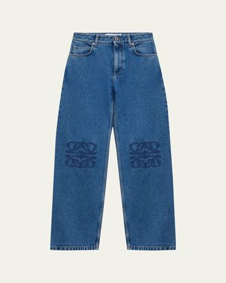 Loewe Anagram Embroidered Baggy Wide-Leg Jeans