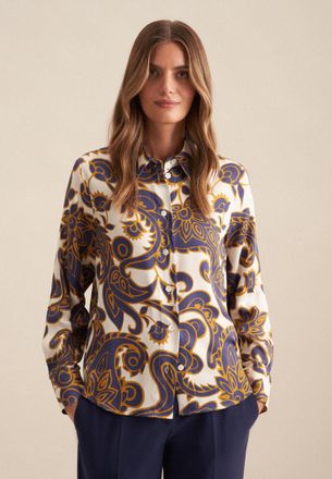 Seidensticker Hemdbluse SEIDENSTICKER Schwarze Rose, Damen, Gr. S(36), blau, 100% Viskose, Paisley, regular fit, ohne Ausschnitt, Blusen Hemdbluse, 1/1 Kragen Paisl