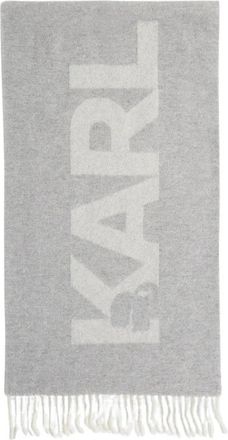 Karl Lagerfeld K/Essential Sjaal - Dames - Wintersjaals - Grijs - ONE Size - Wol - Accessoires