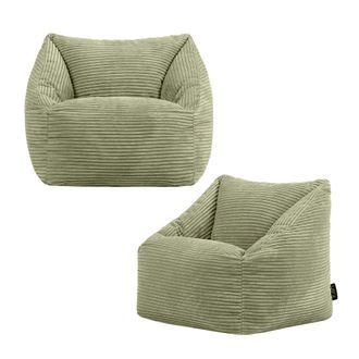 Icon Brand Juego de 2 pufs sillones infantiles de pana verde salvia