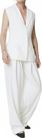 Sophie Rue Theo V-Neck Button Front Vest Blazer In Off White