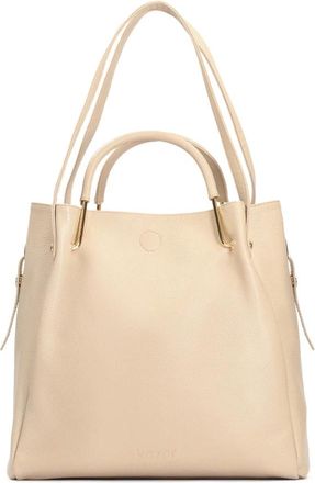 Kazar Metalen Handvat Leren Shopper Tas - Dames - Shoppers - Beige - ONE Size - Leer - Tassen