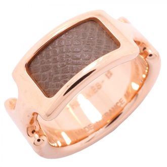 Herm&egrave;s Pink Gold Brown Gold Plating Leather Band Ring (Pre-Owned)