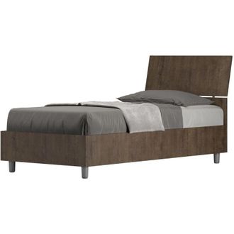 ITYhome Letto Singolo - DEMAS - Tipologia Letto: Con Rete e Contenitore - Colore: Noce - Dimensione Rete: 80x190 - Tipologia Testata: Testata Inclinata