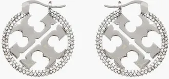 Tory Burch Metal Hoop Earrings MILLER PAVE with Strass size Unica