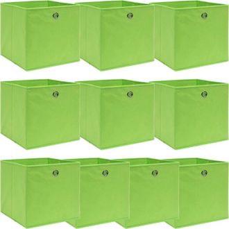 vidaXL Vidaxl - Cajas De Almacenaje 10 Uds Tela Verde 32x32x32 Cm