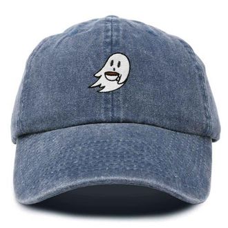 Dalix Coffee Ghost Embroidered Hat in Washed Navy Blue at Nordstrom