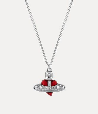 Vivienne Westwood New Diamante Heart Pendant Necklace Silver Cubic Zirconia Women