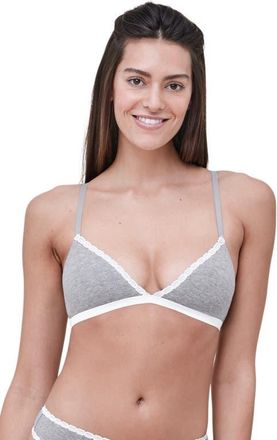 Skarlett Blue Adorned Cotton Bralette Bra in Heather Grey/ivory at Nordstrom, Size X-Small