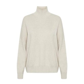 Inwear Taupe Melange Coltrui Trui - Dames - Coltruien - Grijs - 2XL - Katoen - Truien & Vesten