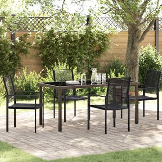 Berkfield Home 5 Piece Garden Dining Set Black PVC Rattan