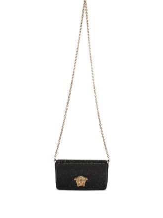 Versace Embelished Black Clutch with Golden Closure