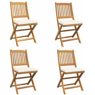 vidaXL Vidaxl - Silla Plegable Con Coj&iacute;n Plegable 4 Pcs Blanco 49 X 57.5 X 92cm