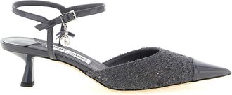 Jimmy Choo London Gray Tencel Mid Heel Womens Pumps