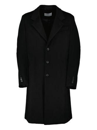 Givenchy button-fastening single-breasted coat - men - Satin/Cashmere/Wool - 48 - Black