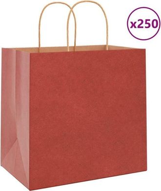 vidaXL Bolsas De Papel Con Asas 250 Uds Rojo 26x17x25 Cm Vidaxl