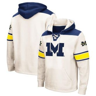 Colosseum Mens Colosseum Cream Michigan Wolverines Big & Tall Hockey Lace-Up Pullover Hoodie at Nordstrom, Size Xxx-Large